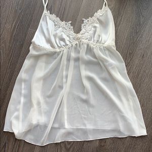 NWOT White lace babydoll with beaded details